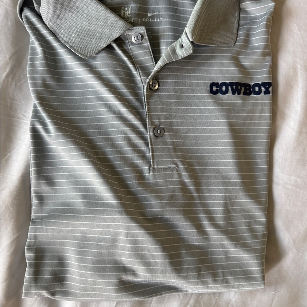 Gray Dallas Cowboys Striped Polo Shirt
